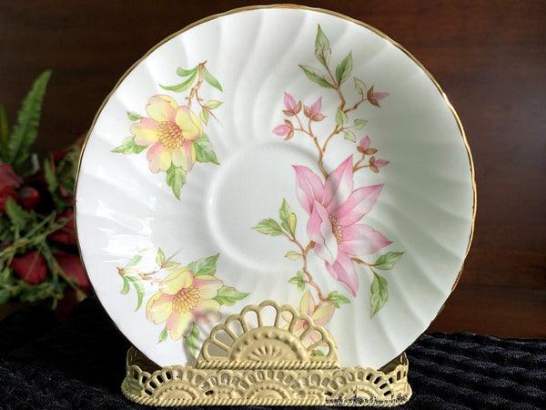 Royal Sutherland Floral Orphan Saucer, Made in England. No Teacup Plate Only -D - The Vintage TeacupSaucer