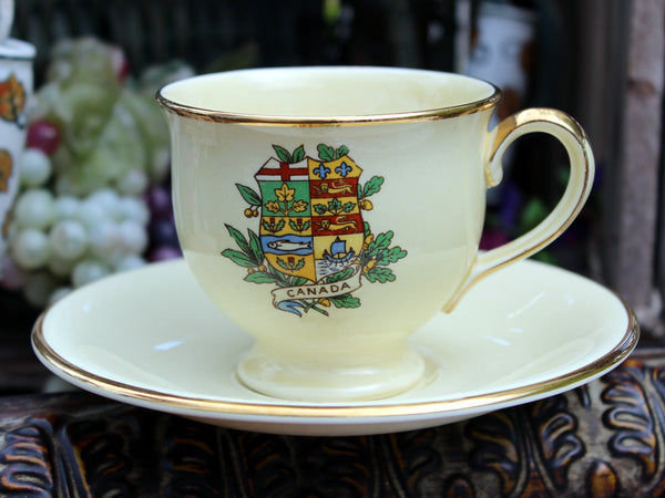 Royal Winton Grimwades Canada Crest Porcelain Cup and Saucer - Coat of Arms 11276 - The Vintage TeacupTeacups