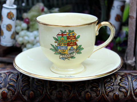 Royal Winton Grimwades Canada Crest Porcelain Cup and Saucer - Coat of Arms 11276 - The Vintage TeacupTeacups