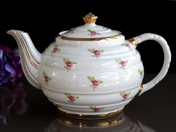 Sadler Chintz Teapot, Ditsy Rose, 4 Cup, Beehive Shaped, Rose Bud Tea Pot -J - The Vintage TeacupTeapots