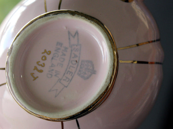 Sadler Pink Creamer & Open Sugar, English Bone China, Chintz Banding 17134 - The Vintage TeacupAccessories