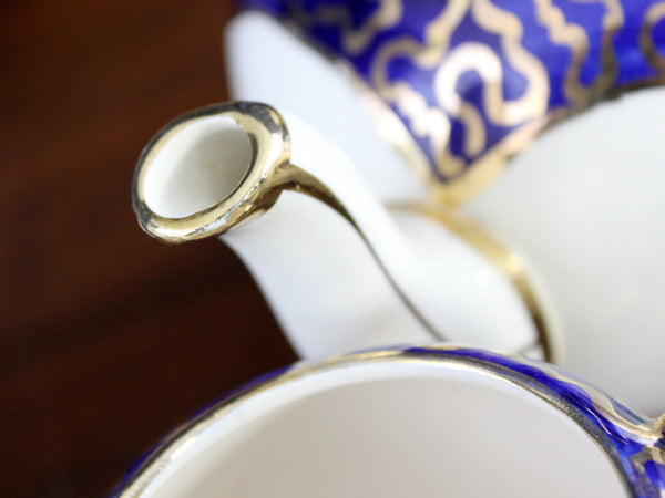 Sadler Vintage Teapot, Sugar & Creamer, Cobalt Blue & Floral 18211 - The Vintage TeacupTeapots