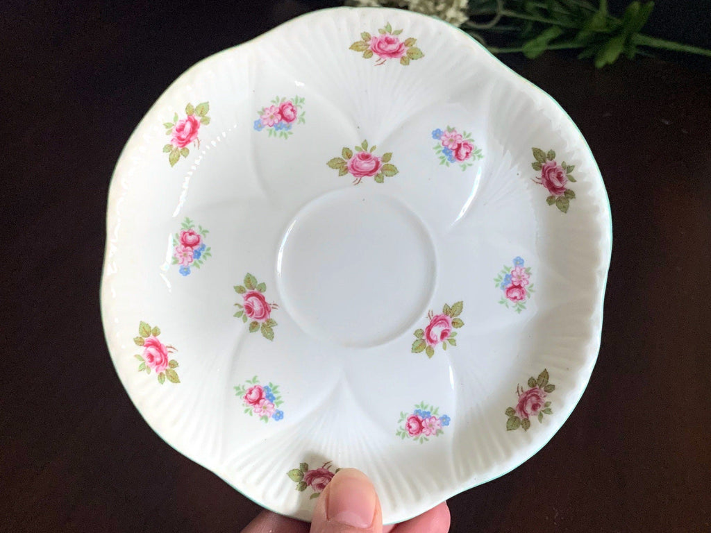 Shelley Rosebud Orphan Saucer - Made in England, No Teacup Plate Only -A - The Vintage TeacupSaucer