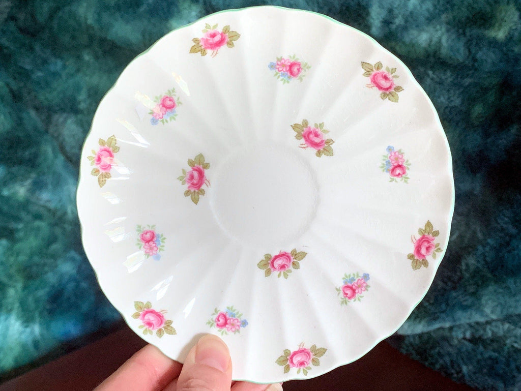 Shelley Rosebud Orphan Saucer - Made in England, No Teacup Plate Only -C - The Vintage TeacupSaucer