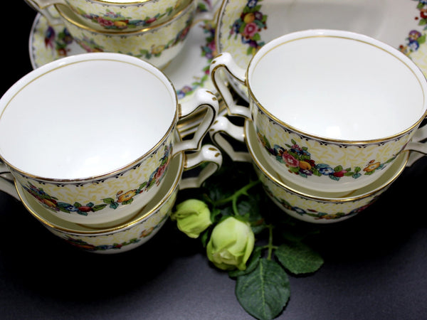 Staffordshire Antique Cups and Saucers, China Boullion Cups Set of 6 - 14223 - The Vintage TeacupTeacups