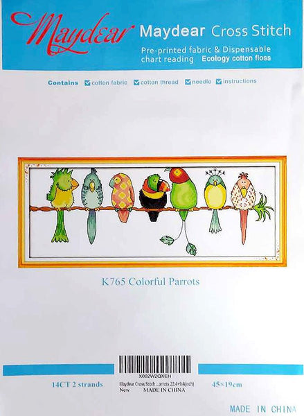 Stamped Cross Stitch Kit, Colorful Parrots, Embroidery Patterns K765 - The Vintage TeacupCross Stitch Kits