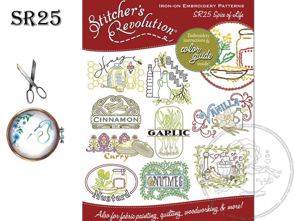 Stitcher's Revolution, SR25, Spice of Life, NEW Transfer Pattern, Hot Iron Transfers, Kitchen Embroidery - The Vintage TeacupNeedlecraft Patterns