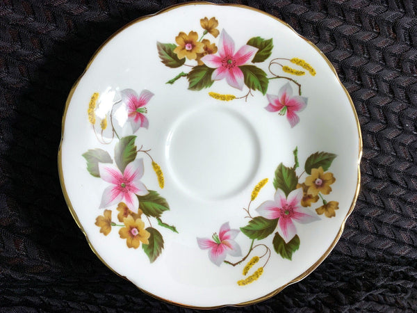 Sutherland Floral Orphan Saucer, Made in England. No Teacup Plate Only -E - The Vintage TeacupSaucer