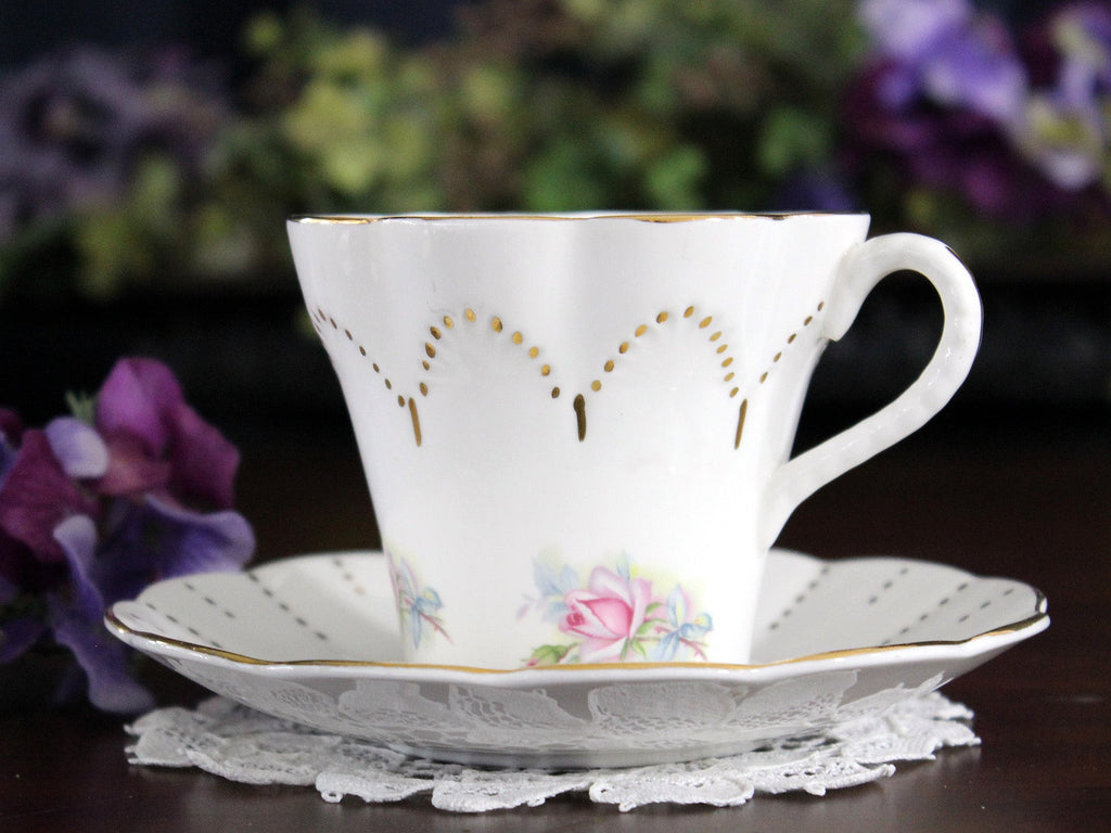 Sweet Crownford, Bone China Tea Cup, Teacup & Saucer, Pink Roses 17886 - The Vintage TeacupTeacups