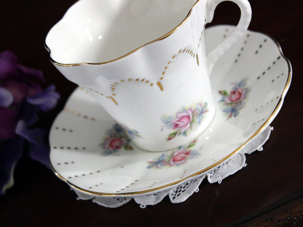 Sweet Crownford, Bone China Tea Cup, Teacup & Saucer, Pink Roses 17886 - The Vintage TeacupTeacups