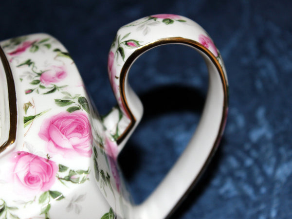 Tall Chintz Teapot, Arthur Wood Tea Pot, Large 4 Cup Capacity, Dreamy Roses 17424 - The Vintage TeacupTeapots