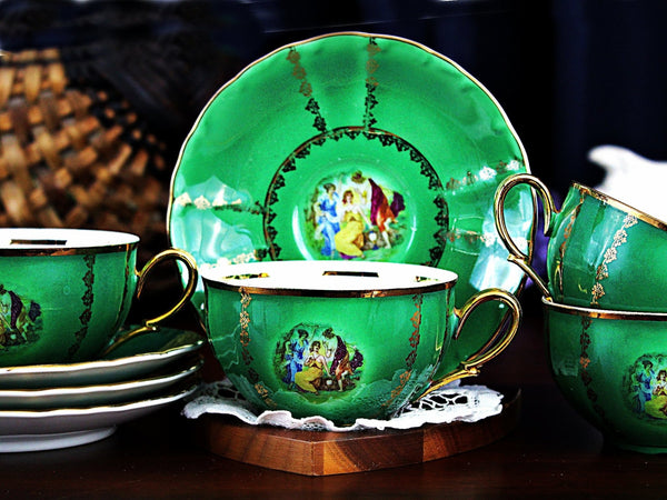 Tea Cup & Saucer, M Z Czechoslovakia, 4 Sets Antique Teacups 18203 - The Vintage TeacupTeacups