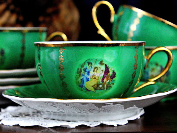 Tea Cup & Saucer, M Z Czechoslovakia, 4 Sets Antique Teacups 18203 - The Vintage TeacupTeacups