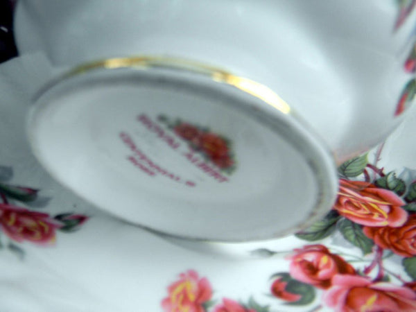 Teacup and Saucer, Centennial Rose England, Royal Albert, Montrose, Footed Tea Cup 15127 - The Vintage TeacupTeacups