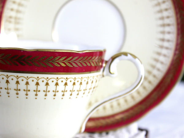 Teacup Trio, Aynsley Teacup, Saucer & Side Plate, Wheat Fleur De Lis 18173 - The Vintage TeacupTeacups