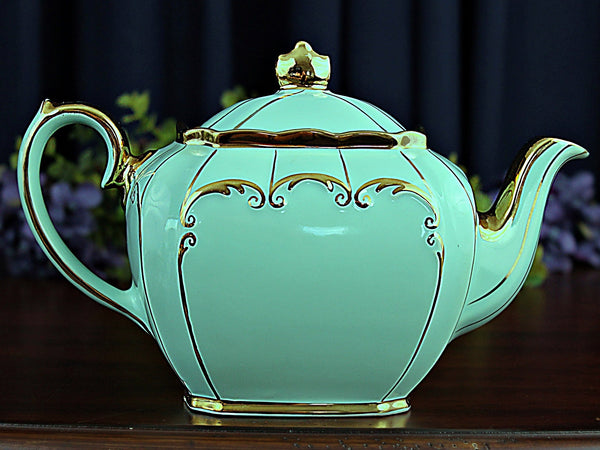 Teal Cube Teapot, by Sadler England, Full Sized Tea Pot 18257 - The Vintage TeacupTeapots