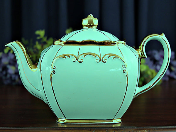 Teal Cube Teapot, by Sadler England, Full Sized Tea Pot 18257 - The Vintage TeacupTeapots