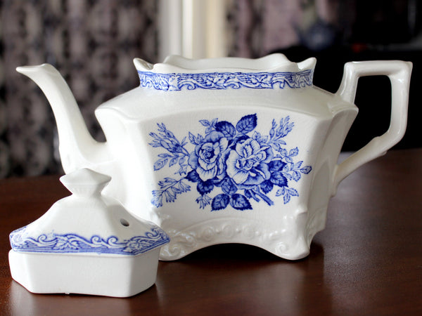 Teapot, Vintage Tea Pot, Transferware Pot, Arthur Wood, Blue Roses 15675 - The Vintage TeacupTeapots