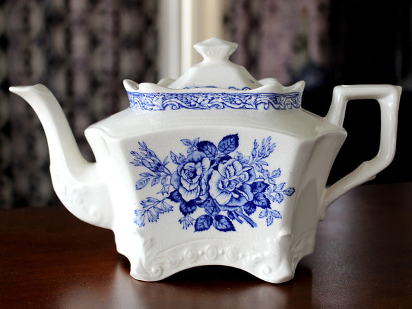 Teapot, Vintage Tea Pot, Transferware Pot, Arthur Wood, Blue Roses 15675 - The Vintage TeacupTeapots