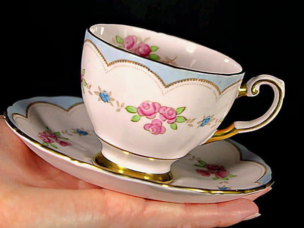Tuscan DEMITASSE Teacup, Pink Tea Cup and Saucer, Made in England 18114 - The Vintage TeacupTeacups
