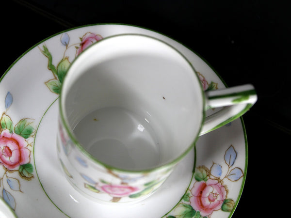 Two Nippon Demitasse Tea Cups - 2 Matching Espresso Teacups and Saucers, Japan -J - The Vintage TeacupTeacups