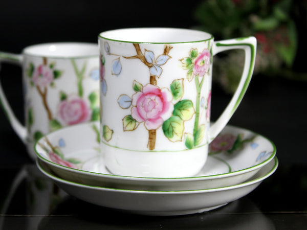 Two Nippon Demitasse Tea Cups - 2 Matching Espresso Teacups and Saucers, Japan -J - The Vintage TeacupTeacups