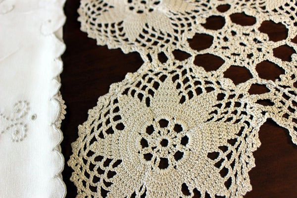 Vintage Doilies, Medium Ecru, Crochet Doily, Hand Crocheted, Small Doily 16624 - The Vintage TeacupDoilies