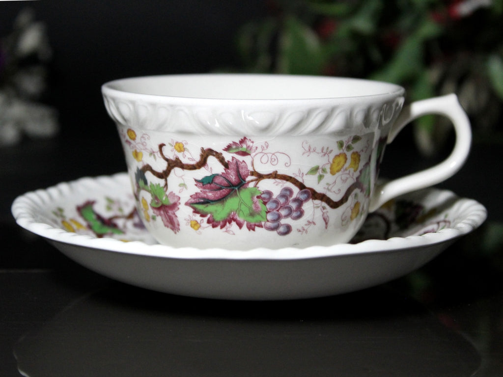 Wedgwood Teacup, Barlaston of Etruria, Embossed Tea Cup & Saucer, Made in England -J - The Vintage TeacupTeacups
